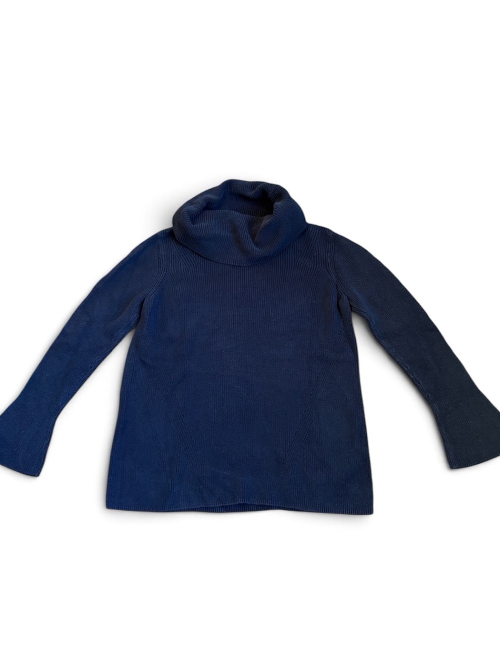 Talbots Petites Ribbed Cowl Neck Sweater Women's MP Navy